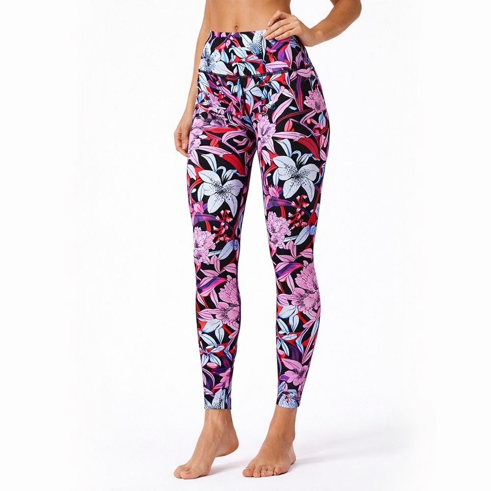Lululemon Wunder Under High Rise Leggings 28” inseam Floral Lush Lilies Size 2